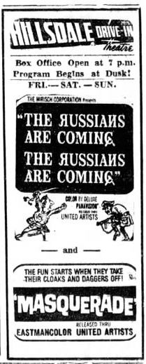 Hillsdale Drive-In Theatre - Sep 1966 Ad (newer photo)